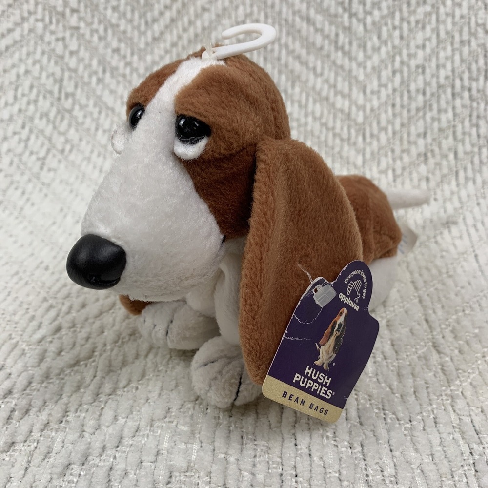 Vintage Applause‎ Hush Puppies Bassett Hound Dog Plush Stuffed Animal 6" Beanbag